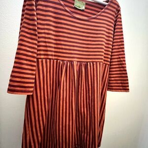 Gudrun Sjoden Orange and Rust Striped Casual Dress